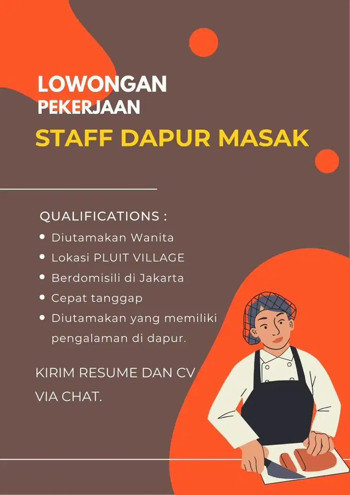 Dicari Staff Dapur Masak