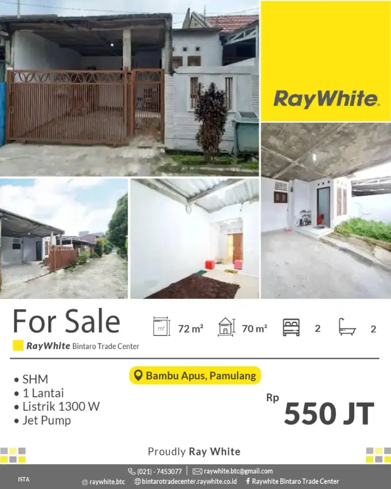 Jual Cepat rumah siap 2 lantai di dalam cluster Bambu Apus, hotsale@