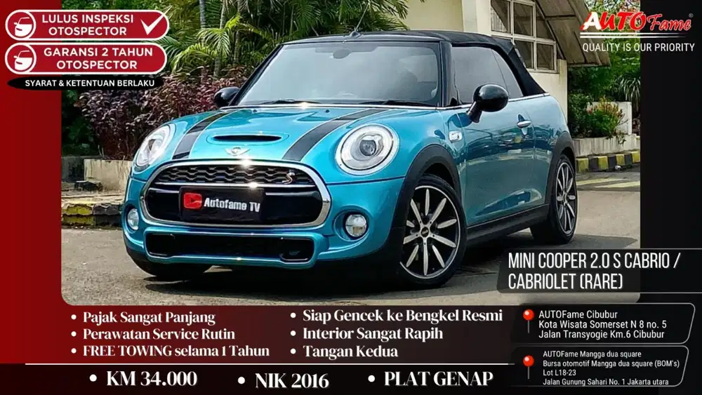 Mini Cooper 2.0 S Cabrio / Cabriolet (Rare) Electric 2016