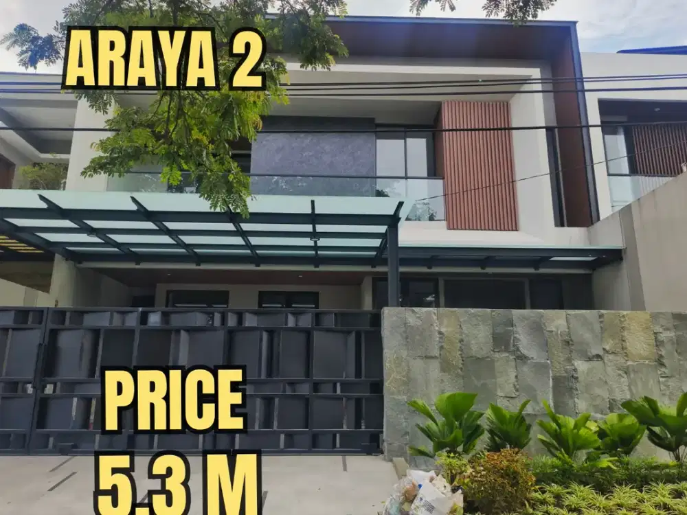 ‼️BARU GRESS‼️  RUMAH MODERN TROPIS GALAXY BUMI PERMAI ARAYA TAHAP 2 (BOULEVARD),DEKAT MERR, KAMPUS, GALAXY MALL  Ukuran : 11x16 LT : 176 m2 LB : 30