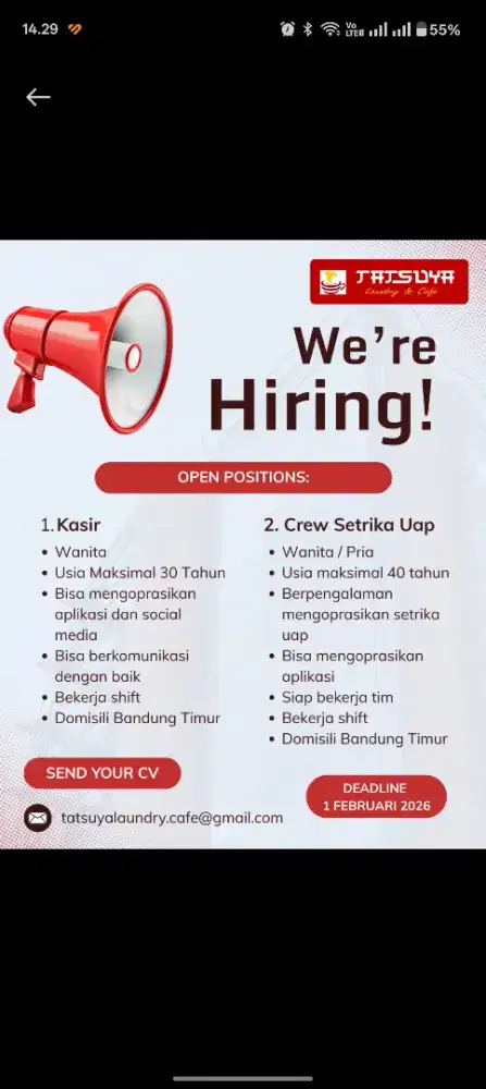 KASIR & CREW SETRIKA UAP (LAUNDRY)