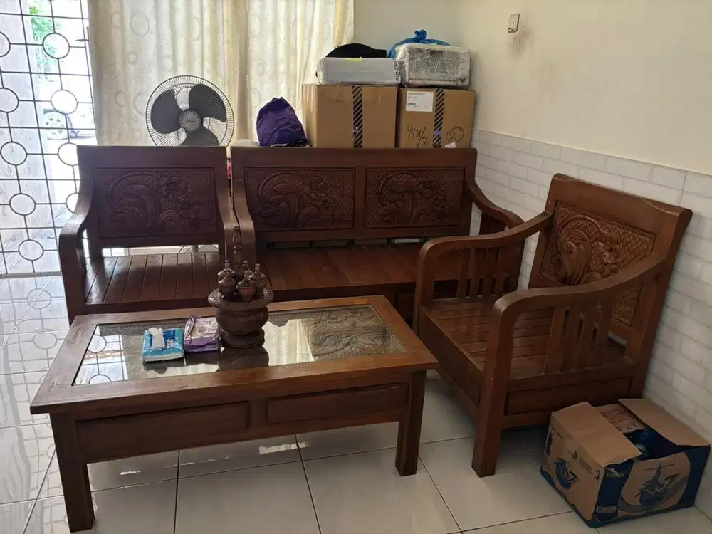 Jual 1 set kursi tamu kayu jati