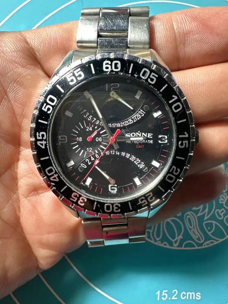 jual jam Retrograde GMT Quart kondisi normal dan baik 46 mm