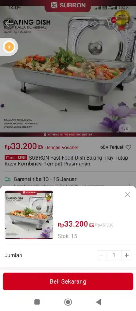 Wadah makanan prasmanan stenlis