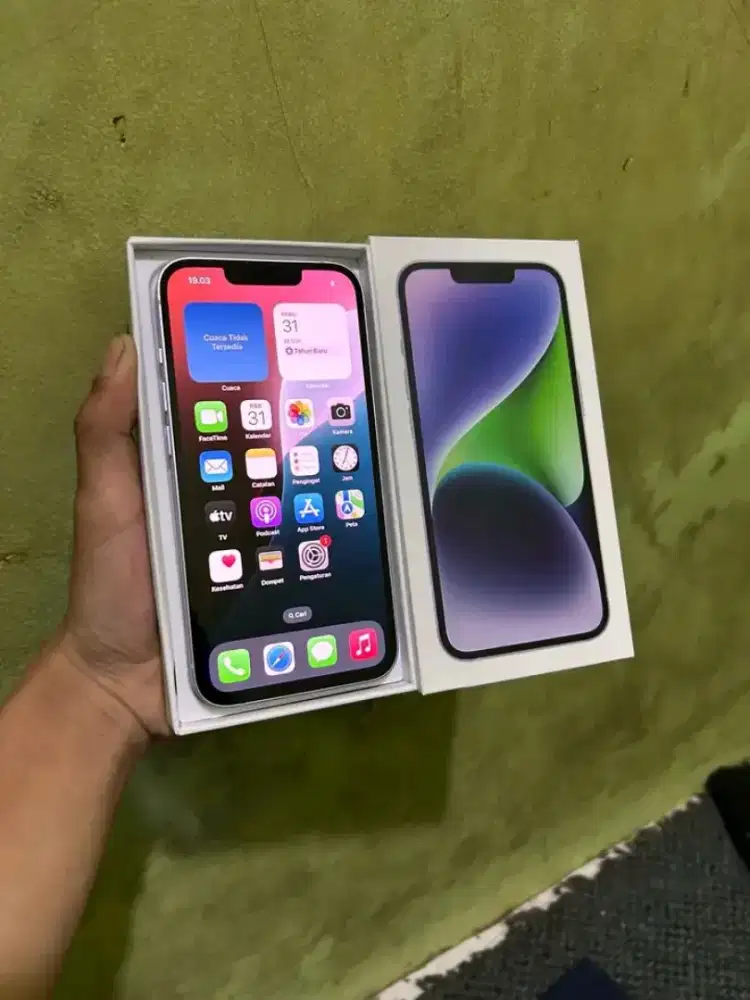 iPhone 14 128Gb purple no minus fullset bh ori lcd ori allpator