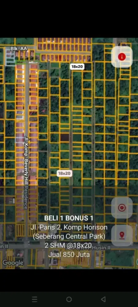 Tanah paris 2 komplek horizon ( beli 1 bonus 1 )