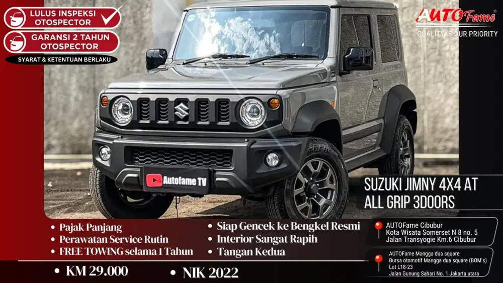 Suzuki Jimny 4x4 AT All Grip 3 Pintu 3doors NIK 2022