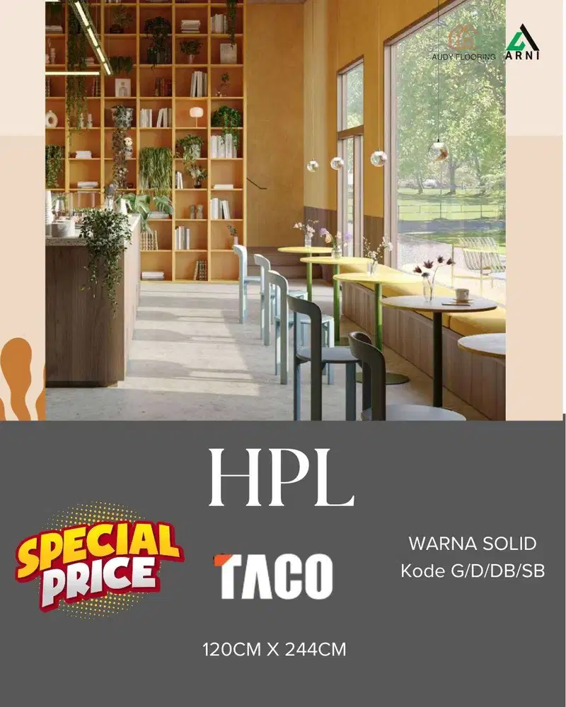 HPL TACO WARNA SOLID | TYPE G/D/DB/SB | Pelapis Furniture | Warna soli