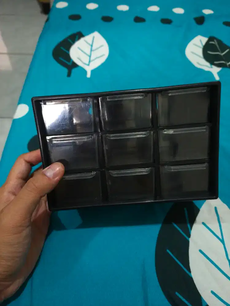 Kotak Laci Perhiasan Aksesoris Mini 9 Sekat Laci Mini Serbaguna