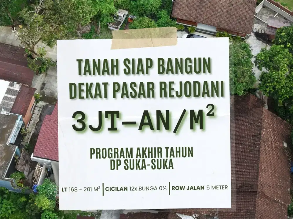 5 Menit Pasar Rejodani Tanah SHM Area Ngaglik Dekat Jl Kaliurang