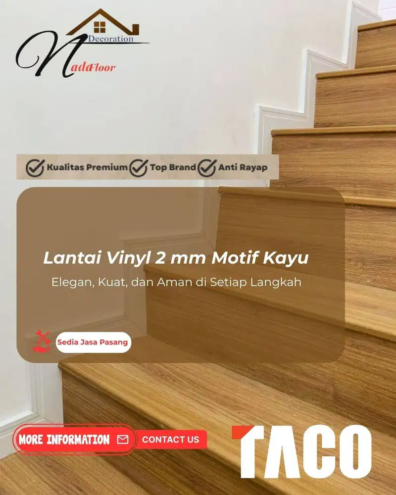 Vinyl lantai taco 2 mm | Lantai vinyl motif kayu harga perbox
