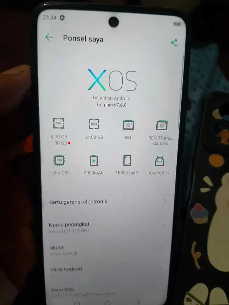 Jual Infinix hot11s NFC 4/64 hp+dus