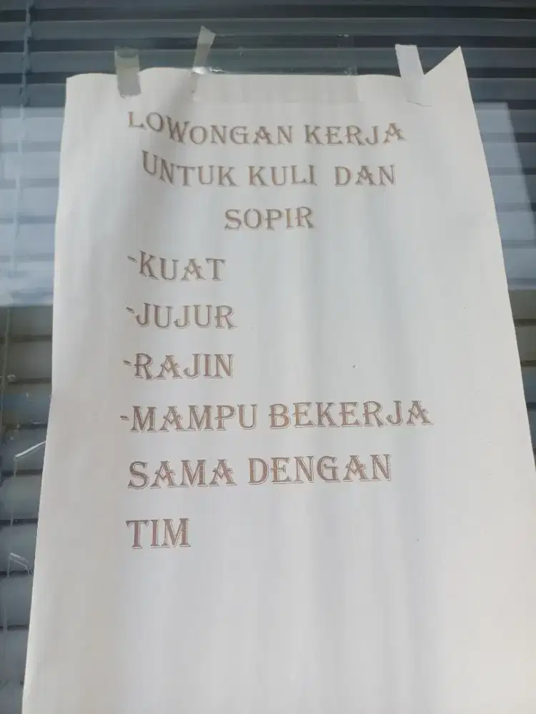 BUKA LOWONGAN KERJA UNTUK SOPIR SIM A DAN SIM B