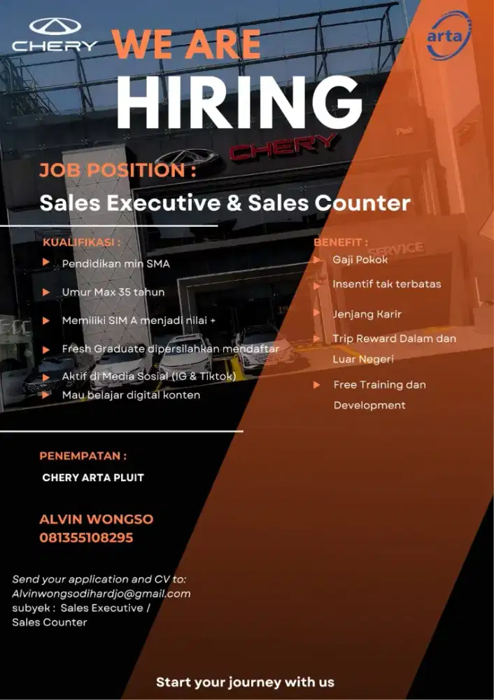 Lowongan Sales Mobil Chery