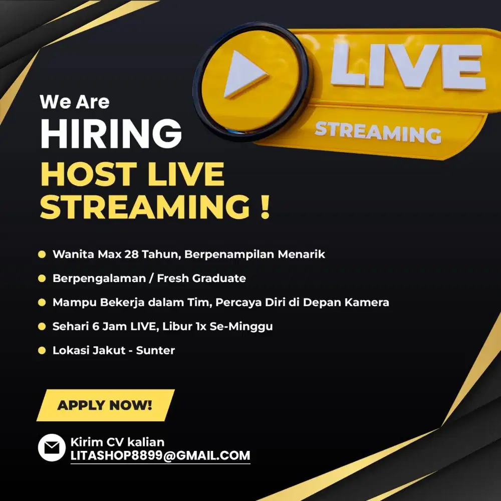 LOWONGAN HOST LIVE STREAMING MARKETPLACE