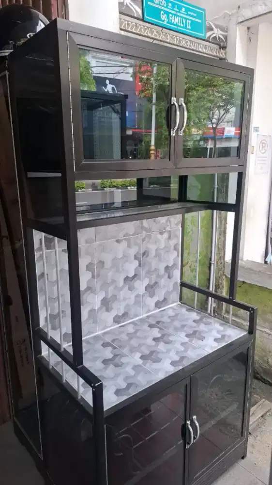 lemari piring keramik 2 pintu warna coklat