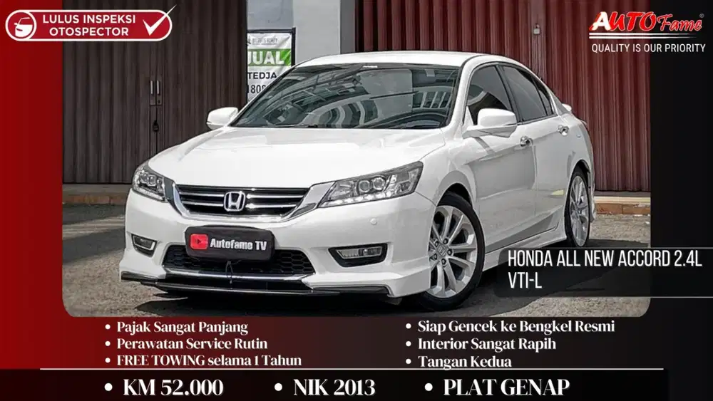 Honda All New Accord 2.4L VTI-L NIK 2013 Full Spec White On Beige