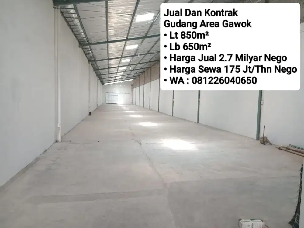 Jual Dan Sewa Gudang Area Gawok, Dekat Gentan, Purbayan