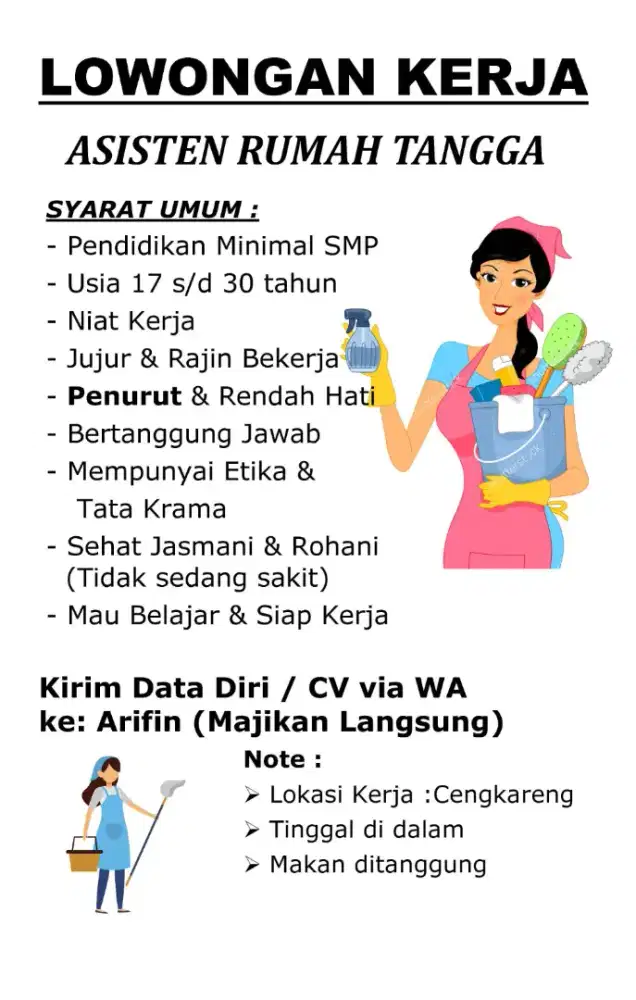 LoKer ART Asisten Rumah Tangga Cengkareng Jakarta Barat