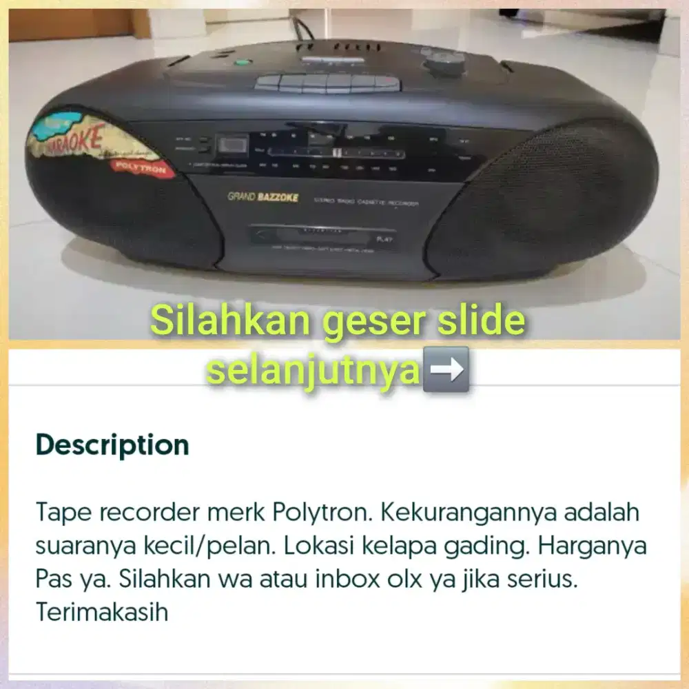 Dijual Tape Recorder dan Lainnya
