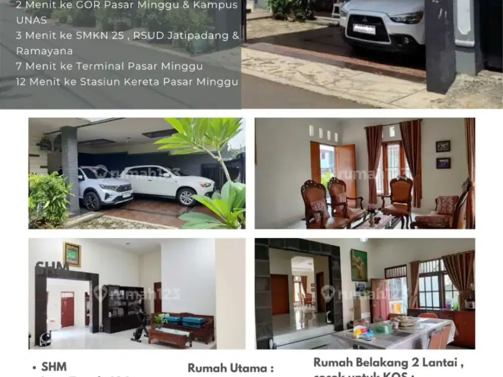 Rumah Asri di Dekat Kampus UNAS Pasar Minggu, Jakarta Selatan