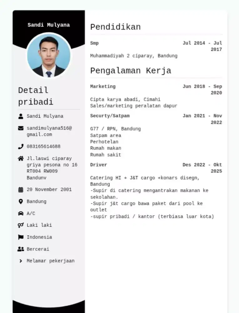 Mencari kerja driver / apapun