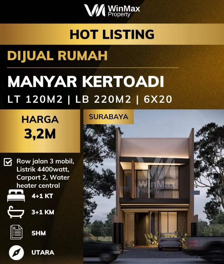 Dijual rumah manyar kertoadi finishing premium surabaya timur