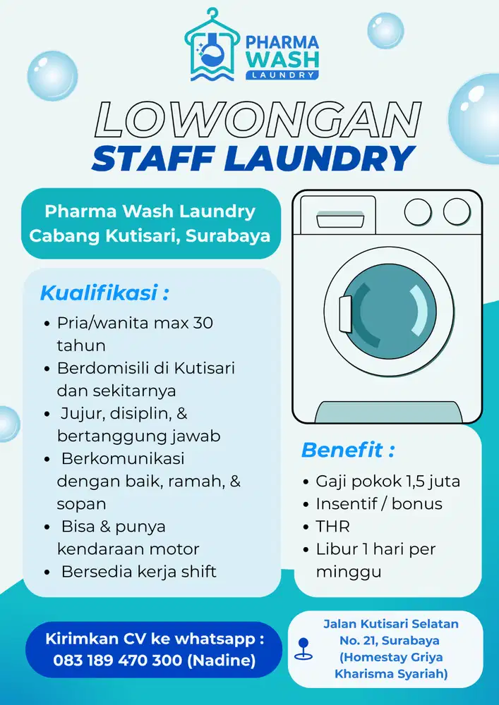 LOWONGAN STAFF LAUNDRY