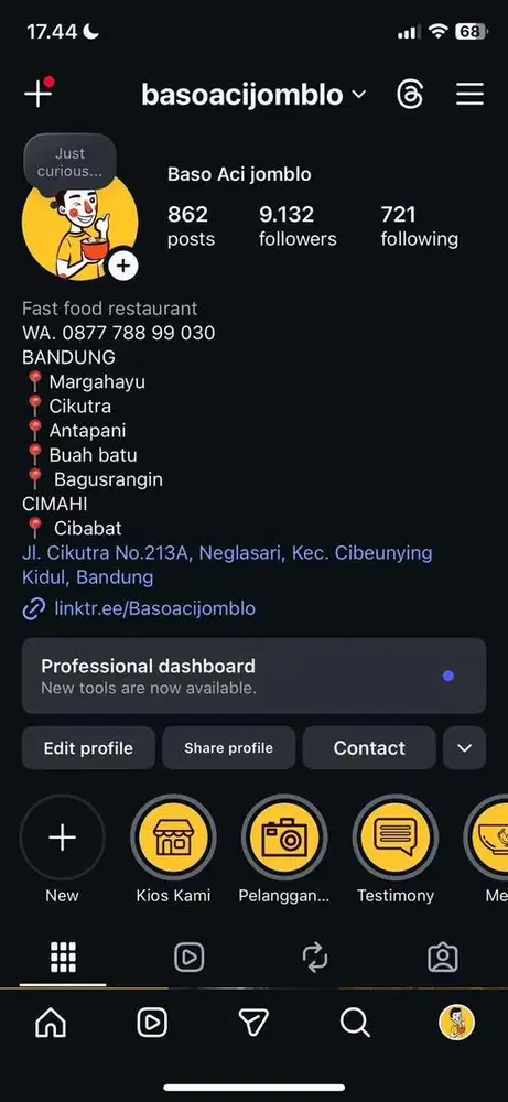 Jual usaha baso aci jomblo