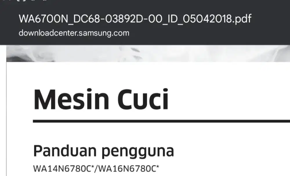Second Samsung inverter washing machine 14 kg berkualitas baik
