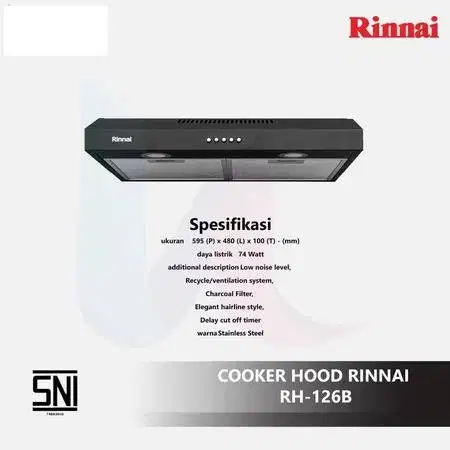 Penghisap Asap Dapur RINNAI Cooker Hood 60 cm RH 126 B Dual Function