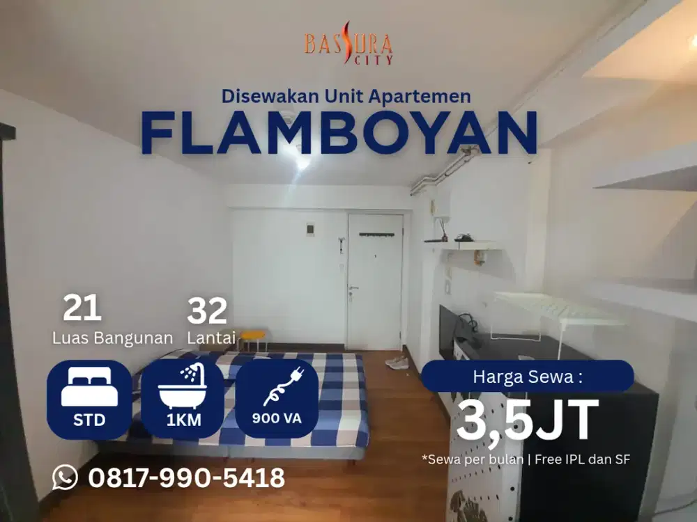 Sewa type studio Furnished apartemen Bassura City tower Flamboyan