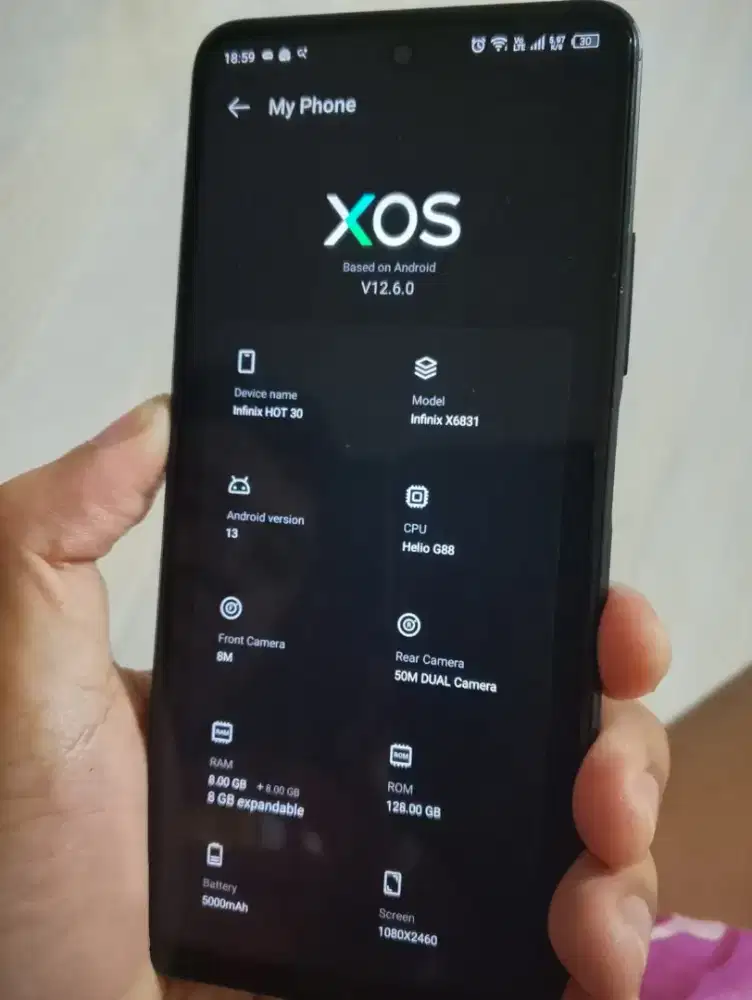 Infinix hot 30 8/128 layar 90hz blue normal