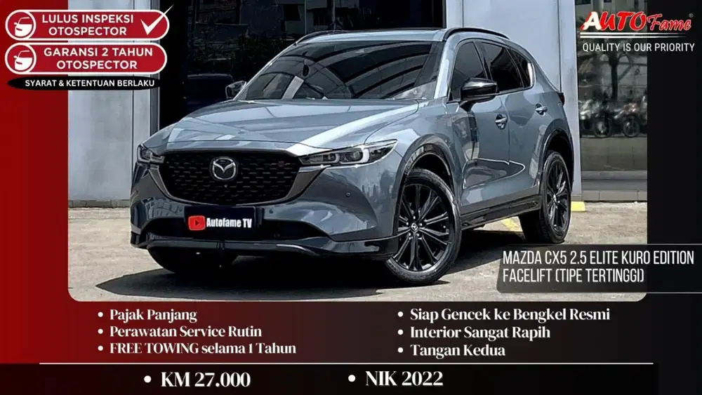 Mazda CX5 2.5 Elite KURO EDITION Facelift (TIPE TERTINGGI) NIK 2022
