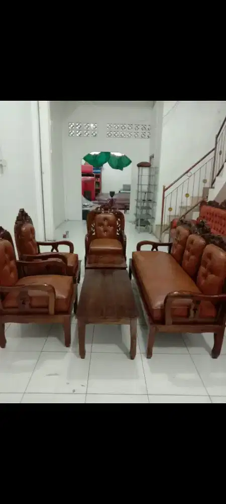 Kursi kayu jati Pasuruan model Hongkong 3111 + meja
