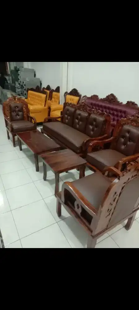 Kursi kayu jati Pasuruan model Hongkong 3111 + meja