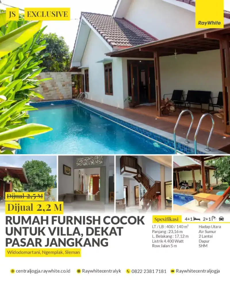 Rumah Villa tropis view merapi dengan swimming pool