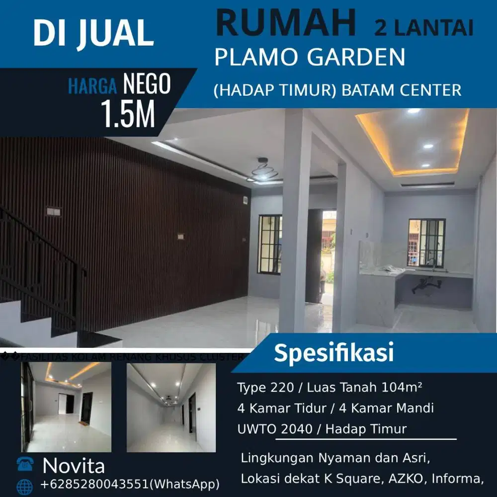 Rumah 2Lantai Cantik Full Renovasi di PLAMO GARDEN  Batam Center