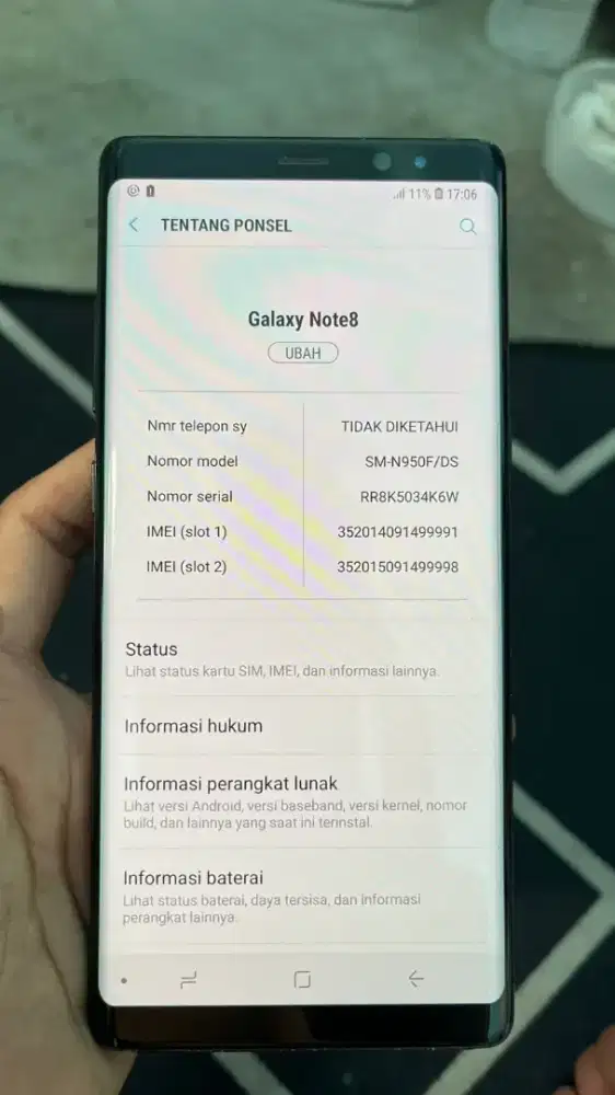 Samsung Galaxy Note 8 Ram 6/64gb Warna Black Kondisi Second unit only