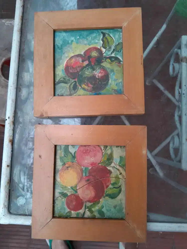 Lukisan keramik cat minyak 16 x 16