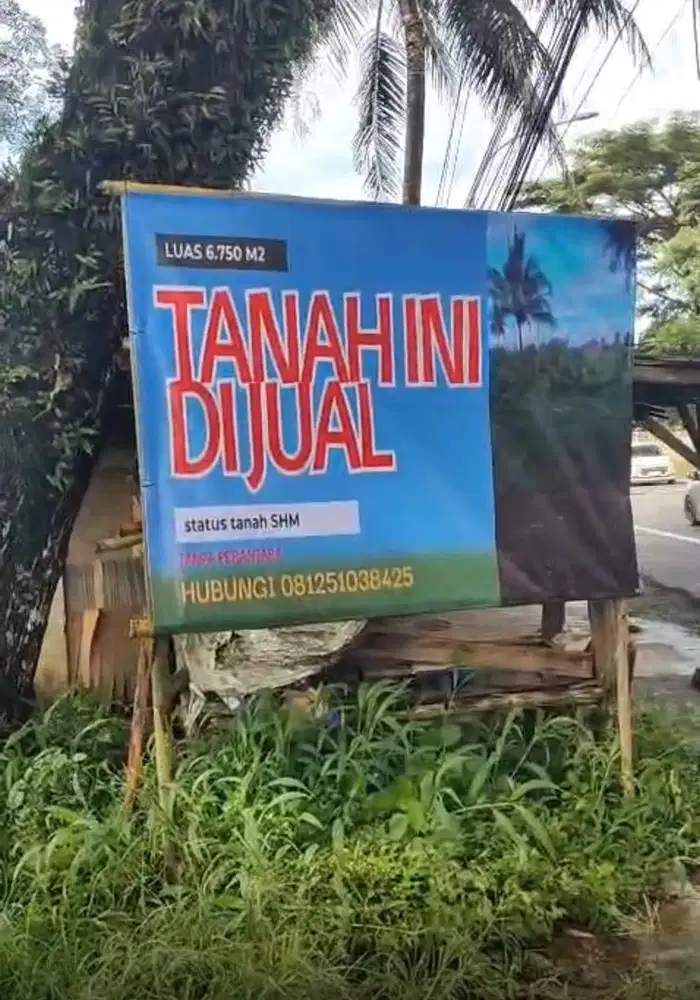 Dijual tanah 6750m SHM