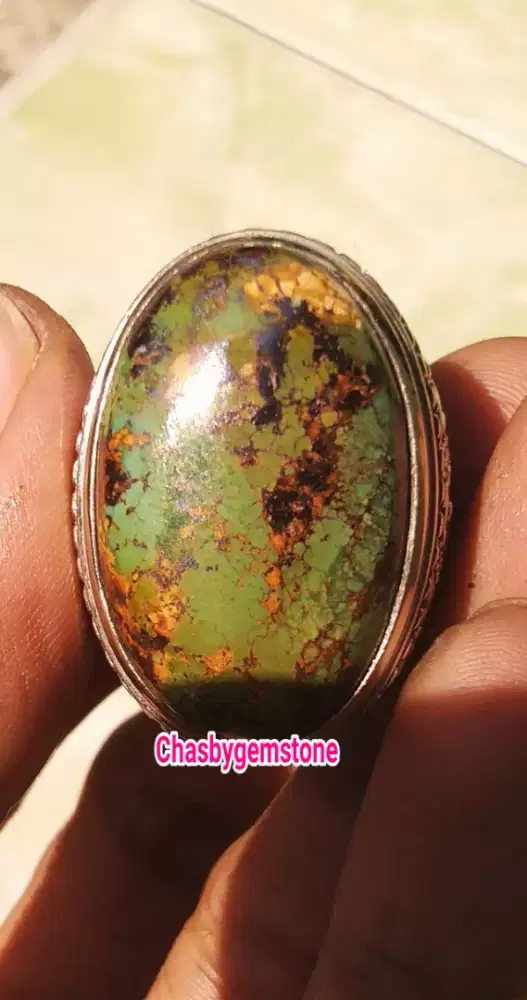 Batu Pirus Persia jumbo Hijau pupus-Pirus Persia lawasan warna unik