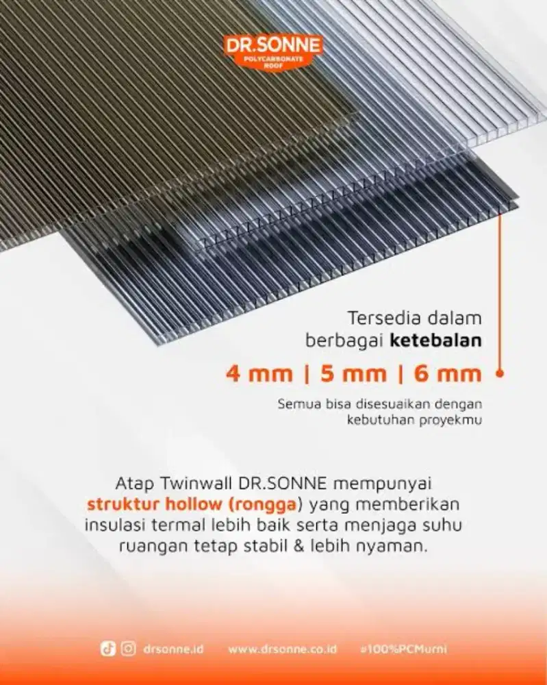 atap polycarbonate kanopi Dr. sonne Dr. Shield 1 roll surabay sidoarjo