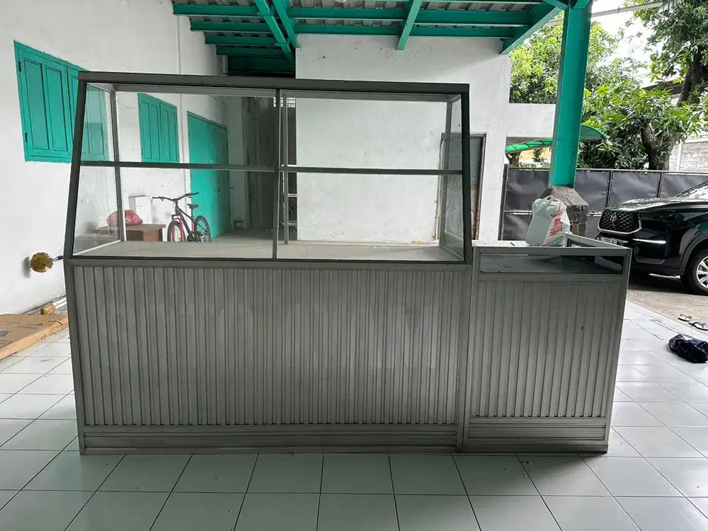 Rak etalase padang aluminium depot rumah makan padang restoran kaca