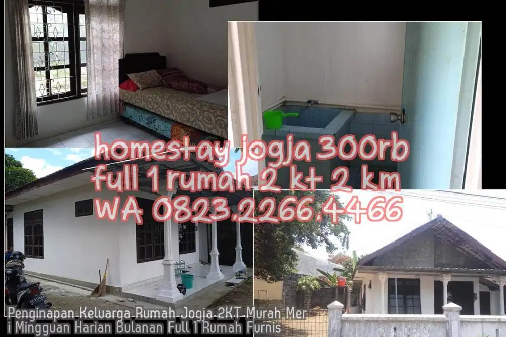 Penginapan Keluarga Rumah Jogja 2KT Murah Meri Mingguan Harian Bulanan