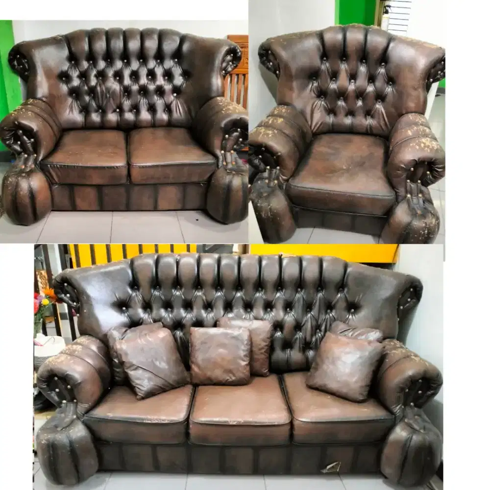Jual Cepat Murah Sofa Chesterfield 3–2–1 – Kulit Sintetis