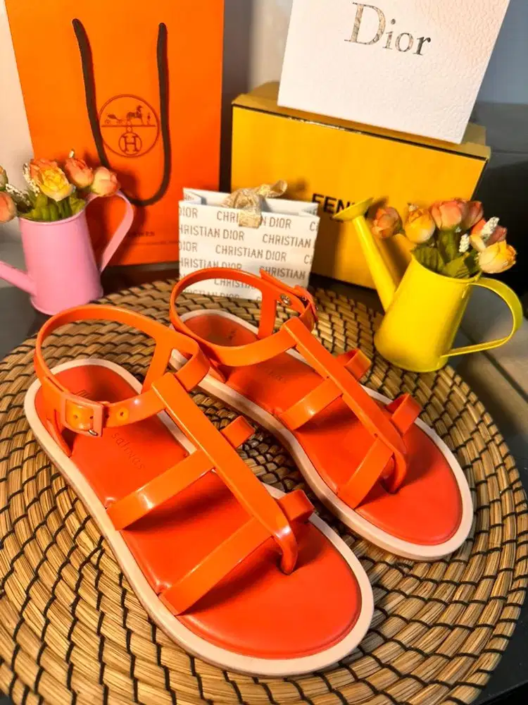 Preloved Mellisa Salinas Sandals Excellent 37 Orange Authentic 100%