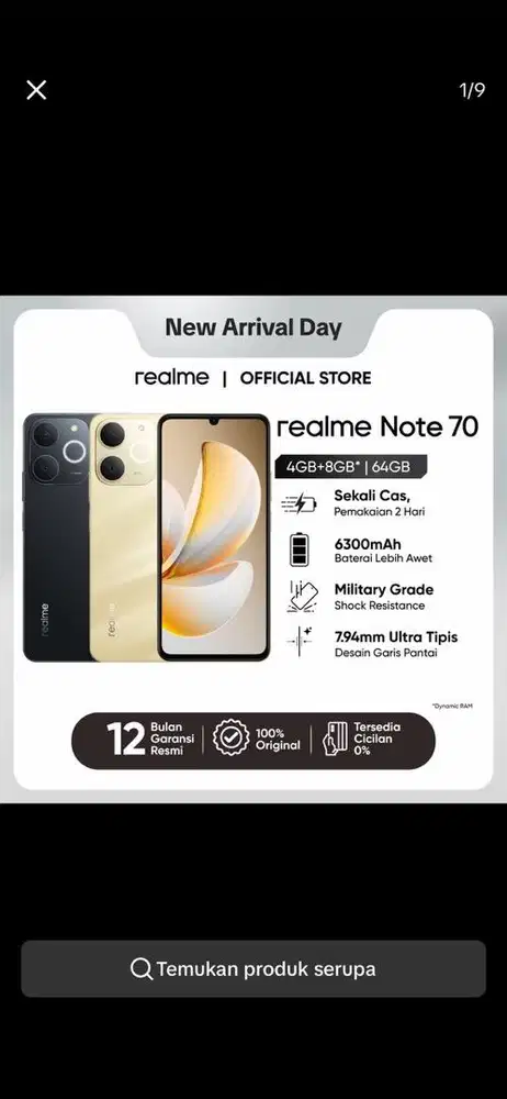 HP BARU REALME NOTE 70 12GB + 64GB