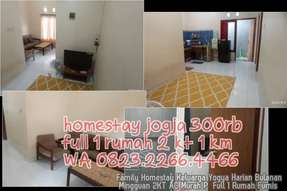Family Homestay Keluarga Yogya Harian Bulanan Mingguan 2KT AC Murah P