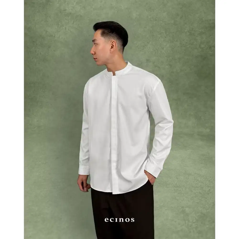 Kemeja Collar Shirt Kerah Tegak Ecinos Putih